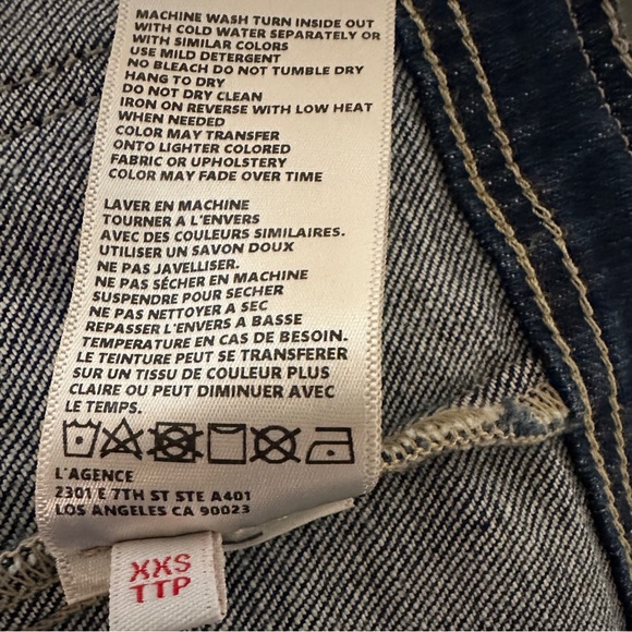NWOT L’AGENCE Yari Collarless Jean Jacket in color Bishop MSRP $498 (XXS) - Picture 8 of 14